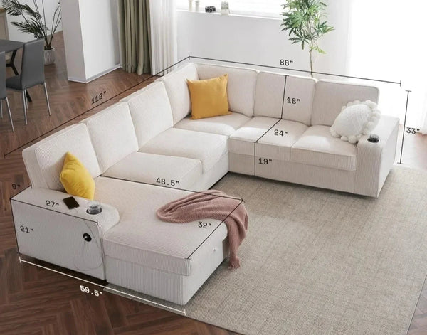 Sectional Sofa with USB Ports