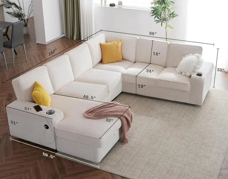 Sectional Sofa with USB Ports