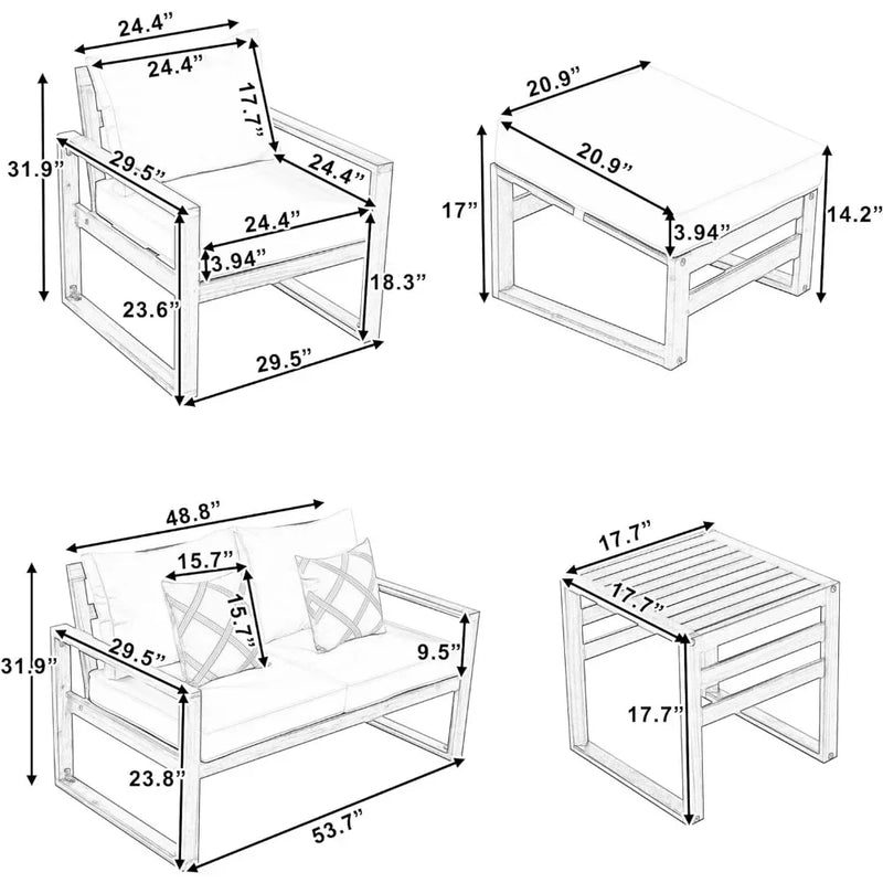 Outdoor Acacia Wood 6-Piece